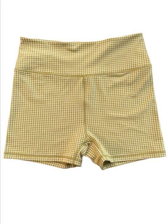 Madewell Pants - Madewell Flex High Rise Biker Shorts in Gingham Citrus Lime - size L